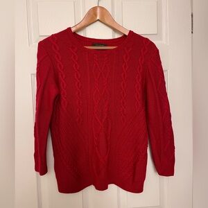 Ann Taylor Vibrant Red Cable Knit Sweater